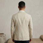 Men's Beige Cotton Linen Premium Blazer