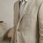Men's Beige Cotton Linen Premium Blazer