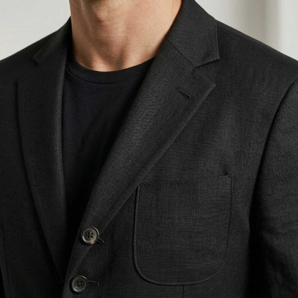 Men's Black Cotton Linen Premium Blazer