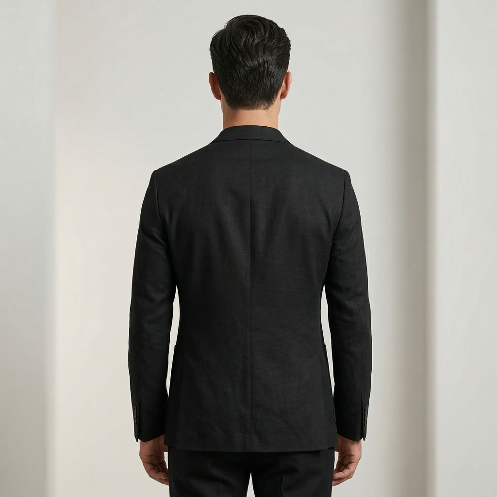 Men's Black Cotton Linen Premium Blazer