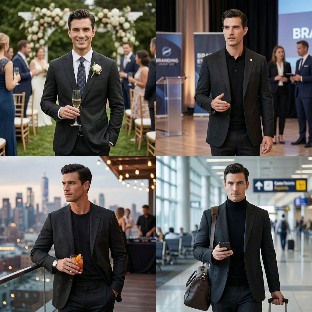 Men's Black Cotton Linen Premium Blazer