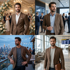 Men's Brown Cotton Linen Premium Blazer