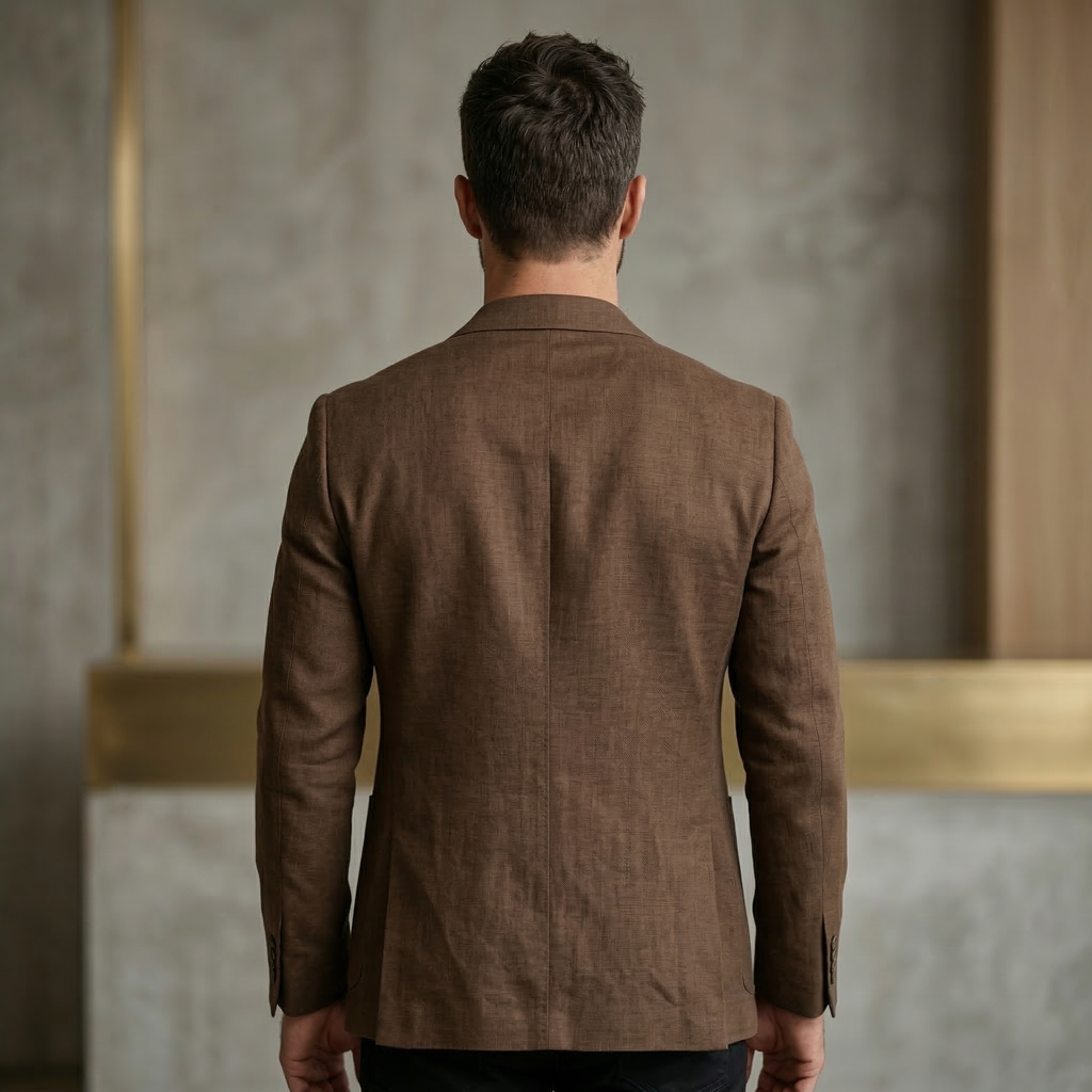 Men's Brown Cotton Linen Premium Blazer