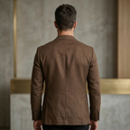 Men's Brown Cotton Linen Premium Blazer