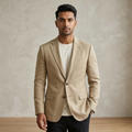 Men's Khaki Cotton Linen Premium Blazer