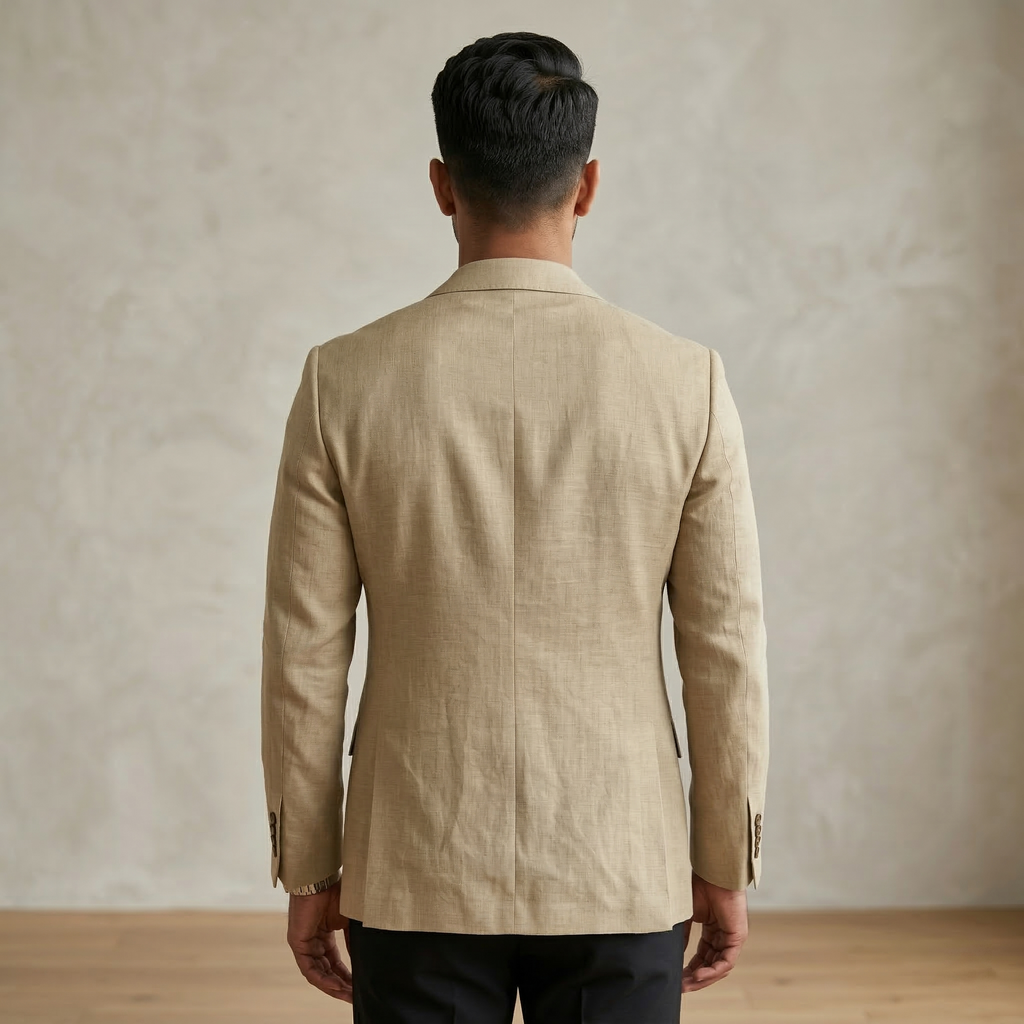 Men's Khaki Cotton Linen Premium Blazer