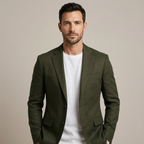 Men's Olive Cotton Linen Premium Blazer