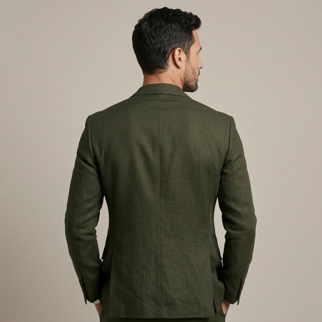 Men's Olive Cotton Linen Premium Blazer