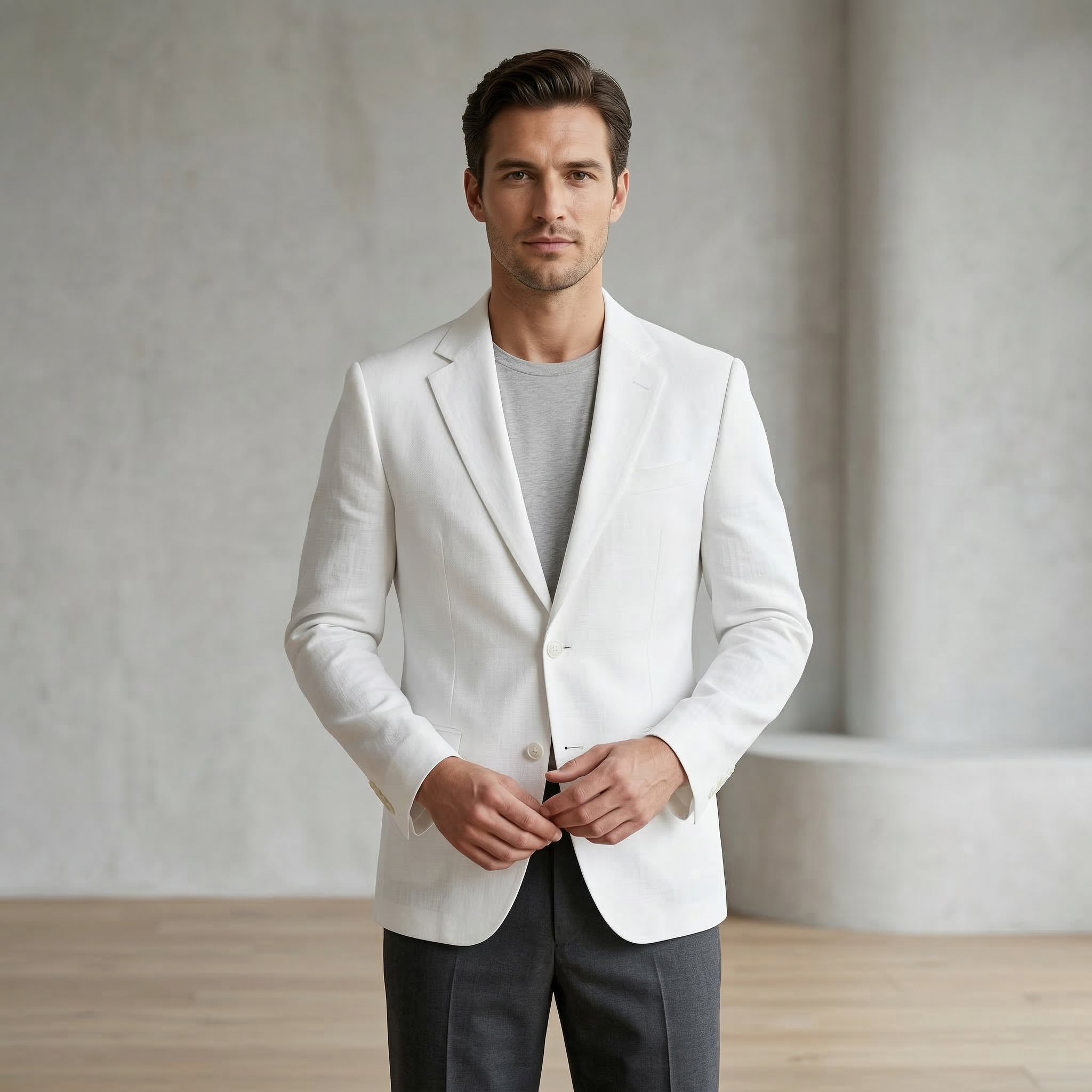 Men's White Cotton Linen Premium Blazer
