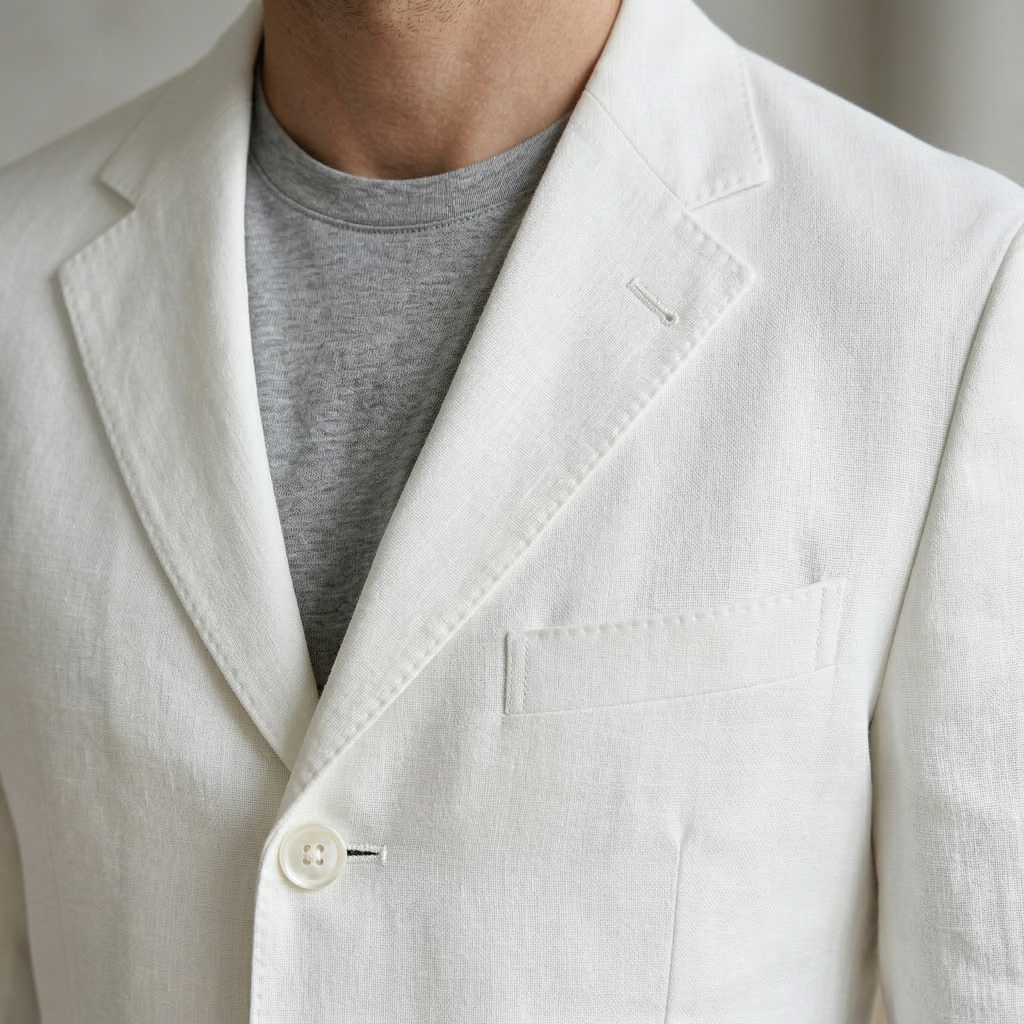 Men's White Cotton Linen Premium Blazer
